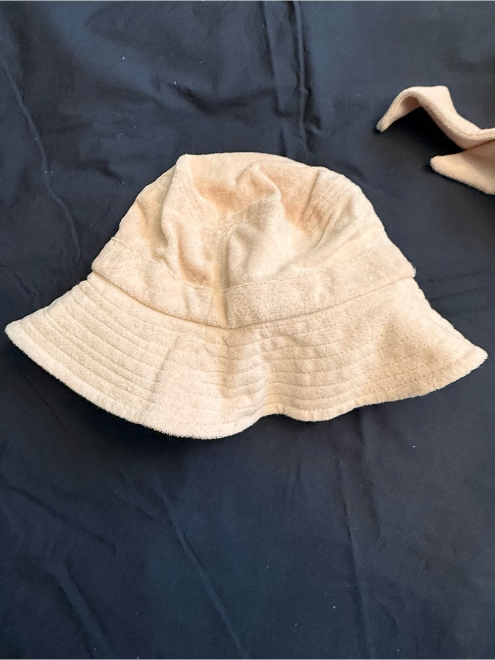 Gianni Bini Light Beige Terry Short Sleeve Elisa Romper with belt and Hat - Picture 7 of 8